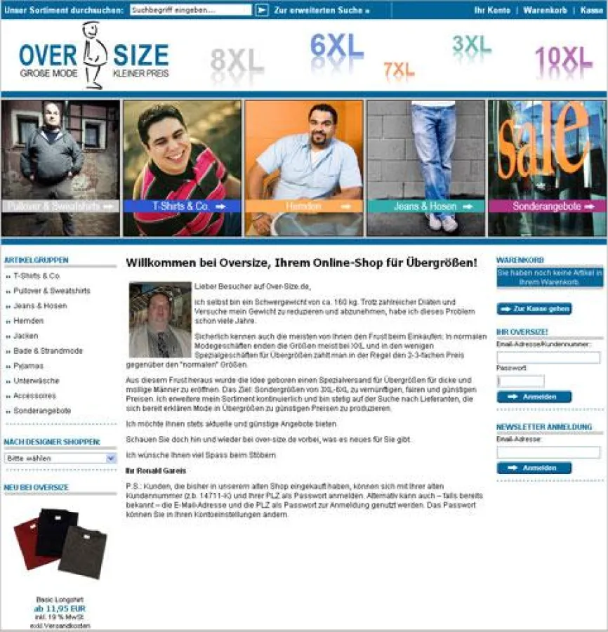 Over-Size Onlineshop