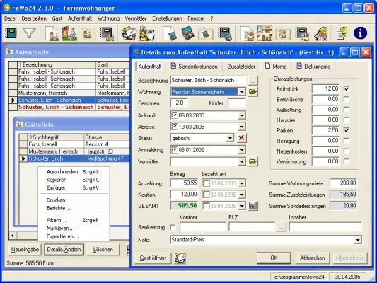 FeWo24 2.3.0: Ferienwohnungen professionell verwalten Bild: FeWo24 2.3.0: Ferienwohnungen professionell verwalten