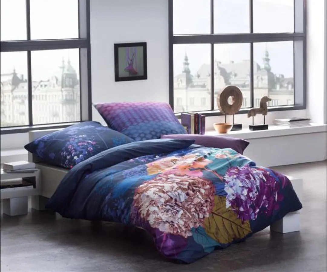 fleuresse Mako Satin Bettwäsche mit Blumen und grafischem Muster