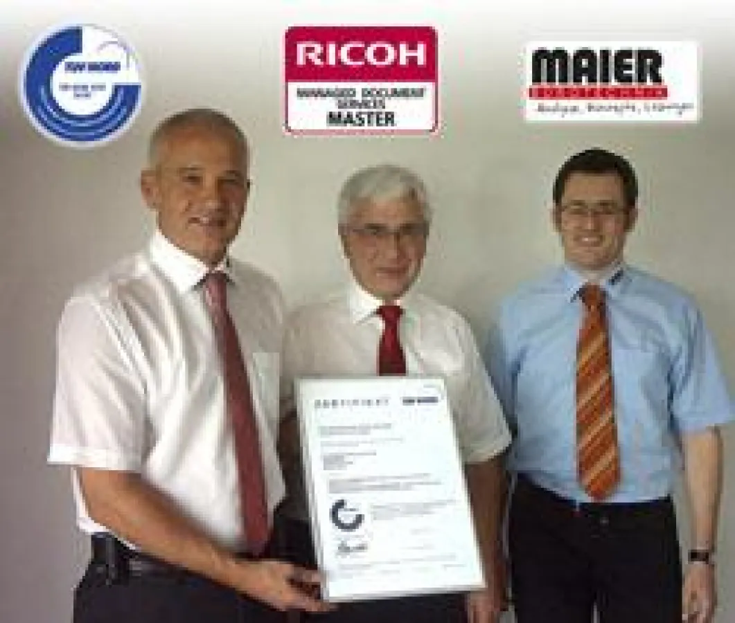 A. Maier (Vertriebsleiter), T. Maier (Geschäftsführer/Inhaber) und T. Schmal (Leiter Organisation) v. Maier Bürotechnik (v.l.n.r.)