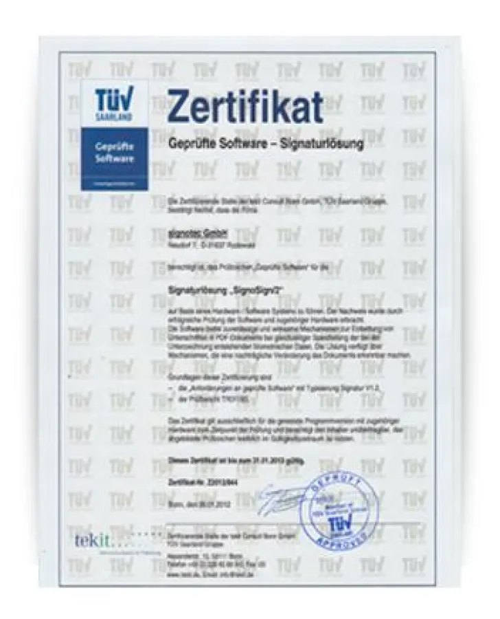TÜV Zertifizierung