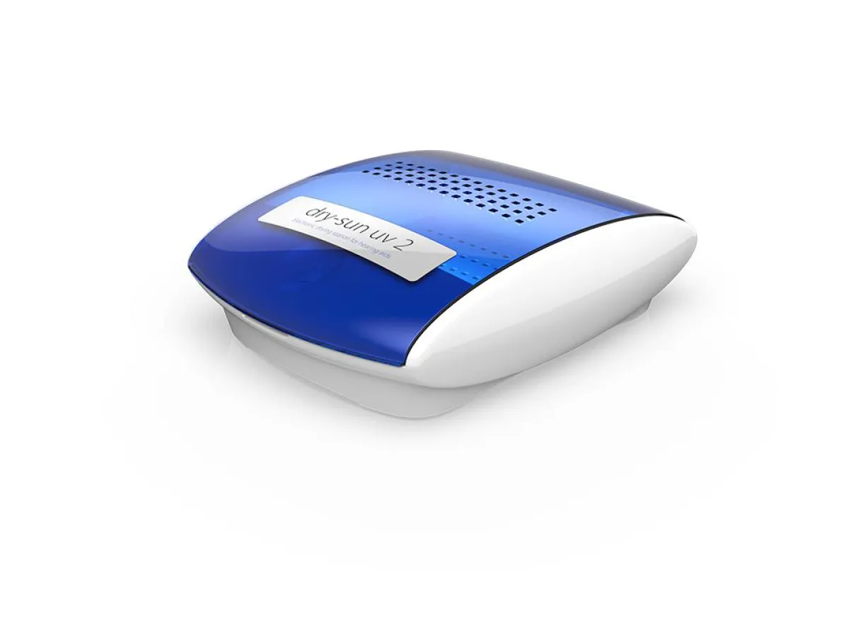 Die dry-sun uv2 trocknet und pflegt Hörsysteme