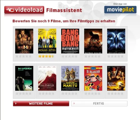 Bild: Filme für jeden Geschmack: Der Videoload-Filmassistent hilft bei der Titelauswahl