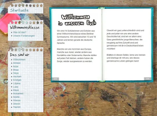 Bild: Schülerinnen und Schüler einer Berliner Willkommensklasse stellen sich vor