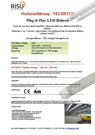 LED-Röhren für elektronische Vorschaltgeräte Bild: LED-Röhren für elektronische Vorschaltgeräte
