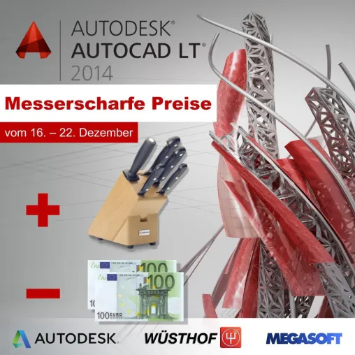 Bild: megasoft GmbH schnürt Aktionsbundle aus AutoCAD LT 2014 und Messerblock aus Solinger Fertigung