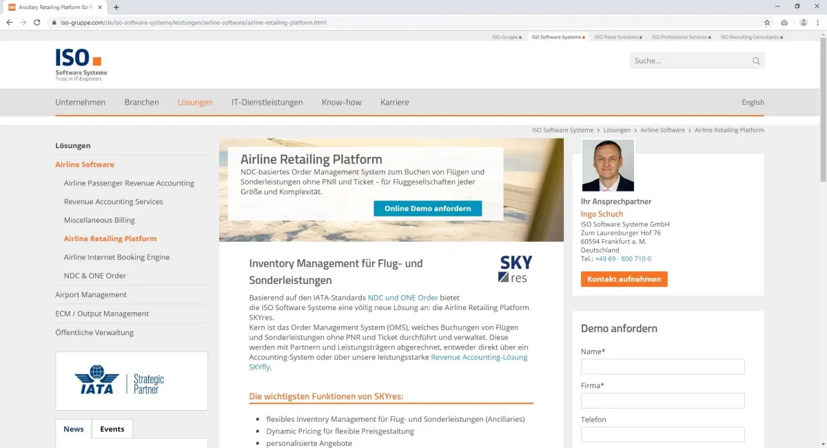 ISO Software Systeme: SKYres - Airline Retailing Platform
