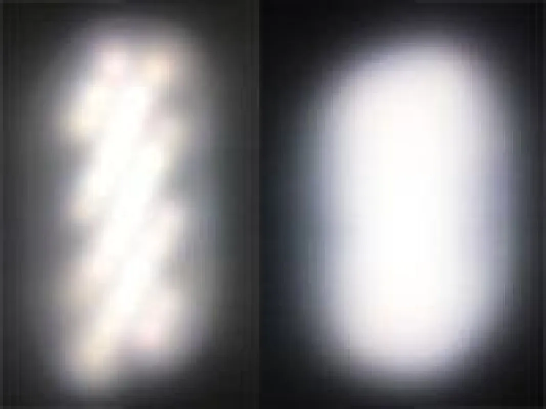 Lichtwirkung: links gesandstrahlt, rechts mit Streulack von WB coatings