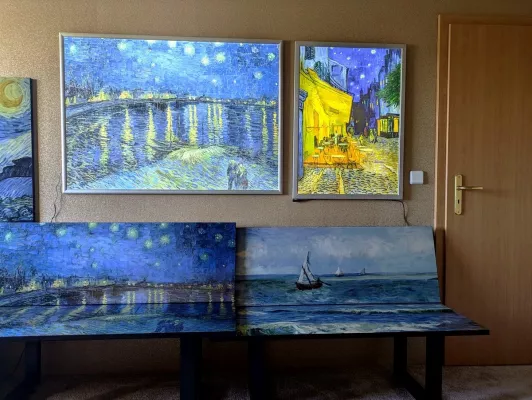 Bild: Vincent van Gogh-Motive im Leuchtrahmen und auf Leinwand