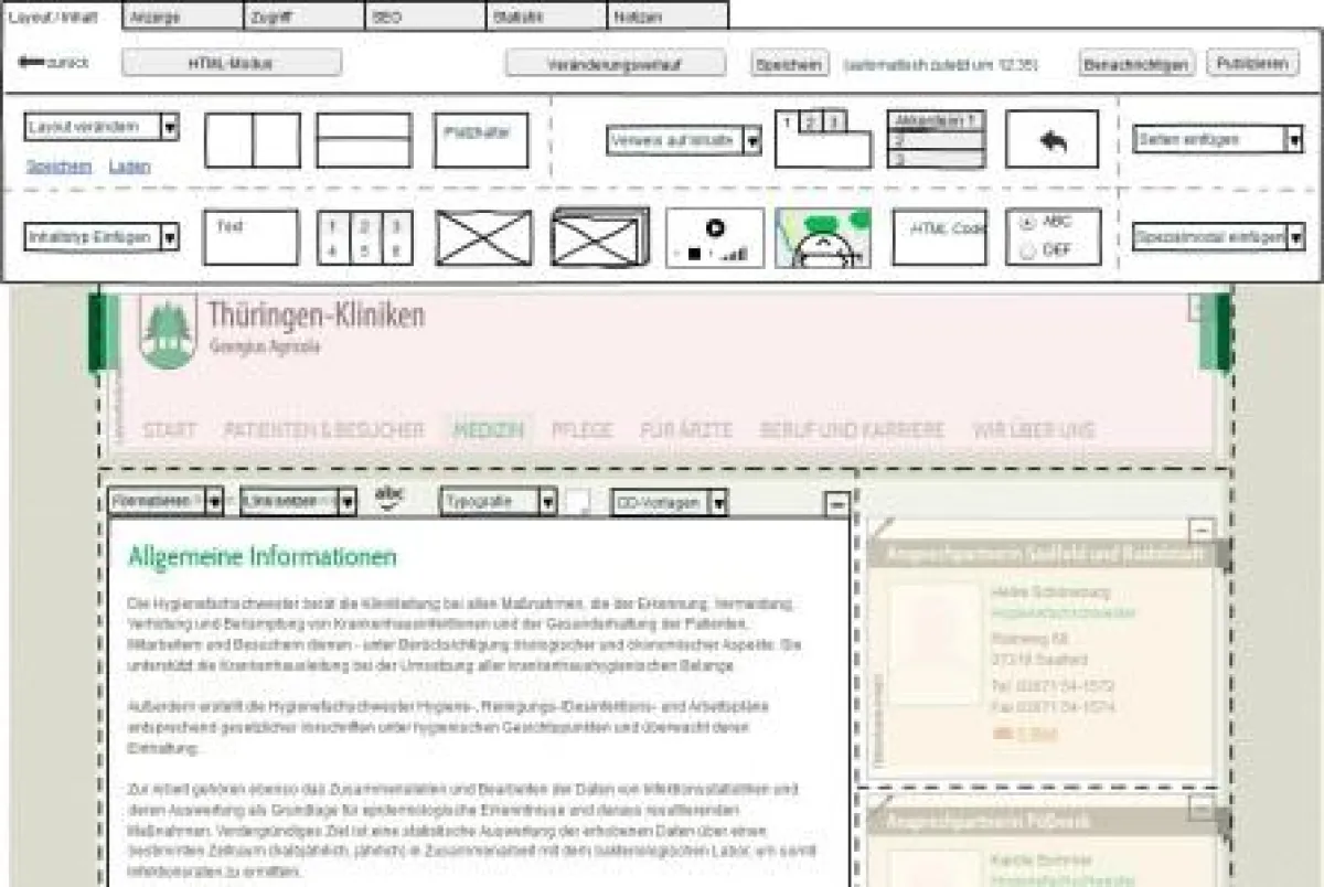 Prototyp des neuen Redaktionssystems namRED der Leipziger Internetagentur i-fabrik GmbH