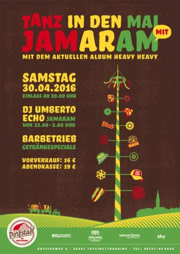 JAMARAM - mit dem aktuellen Album "Heavy Heavy" – live im Dorfstadl Buttlerhof in Tutzing am 30.04.2016 Bild: JAMARAM - mit dem aktuellen Album "Heavy Heavy" – live im Dorfstadl Buttlerhof in Tutzing am 30.04.2016