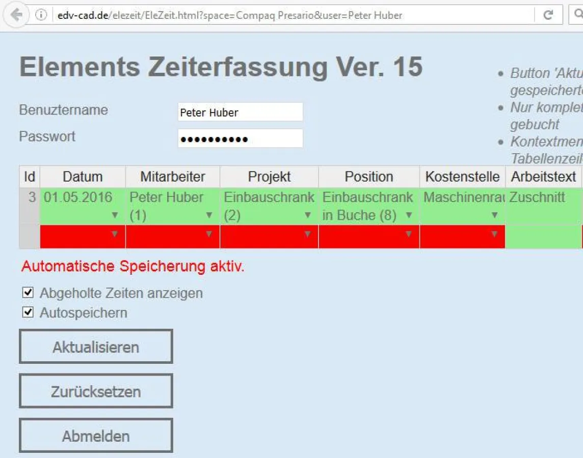 Mobile Zeiterfassung für Schreiner und Innenausbauer