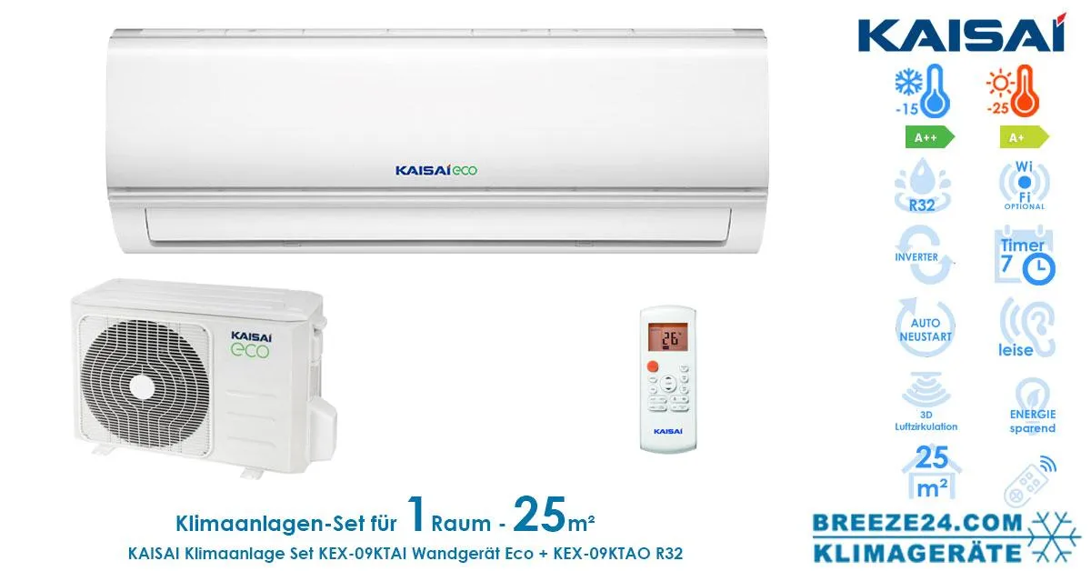 KLIMAANLAGEN - SET VON KAISAI FÜR 1 ZIMMER MIT BIS ZU 25 M²