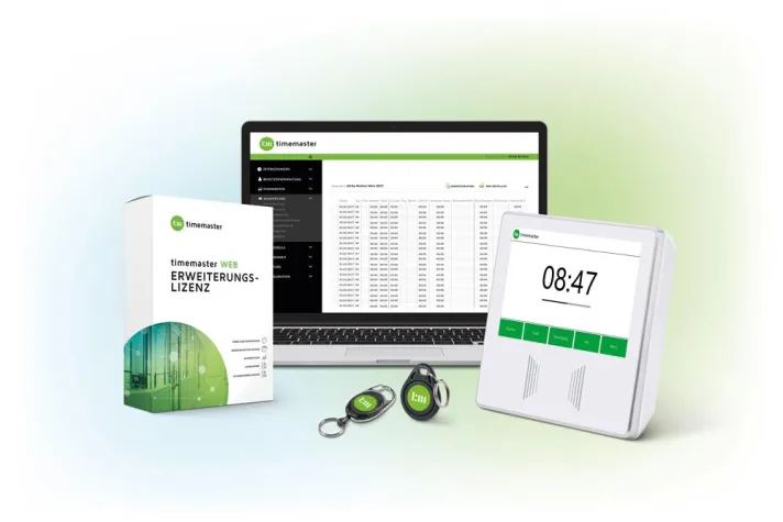 Zeiterfassung Timemaster mit neuem Terminal plus7 und App Bild: Zeiterfassung Timemaster mit neuem Terminal plus7 und App