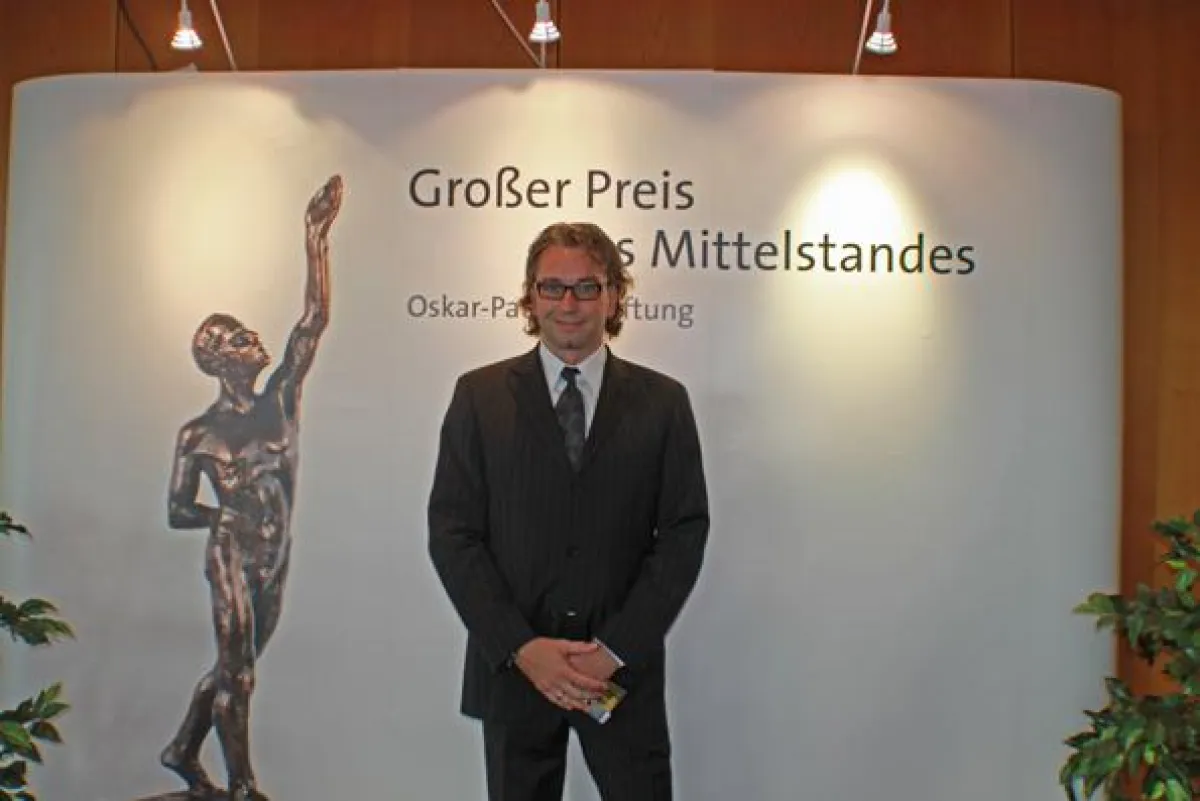 Frank Manhillen, Geschäftsführer der Manhillen Drucktechnik GmbH, bei der Auszeichnungsgala