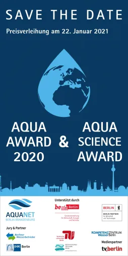 AQUANET Berlin-Brandenburg vergibt zum 5. Mal den AQUA AWARD und den AQUA SCIENCE AWARD Bild: AQUANET Berlin-Brandenburg vergibt zum 5. Mal den AQUA AWARD und den AQUA SCIENCE AWARD