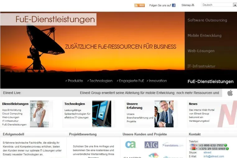 Bild: Die Corporate Website von Elinext Group ist bald auch unter .de-Domain