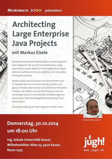 Bild: Terminhinweis der JUGH: "Architecting Large Enterprise Java Projects" mit Markus Eisele