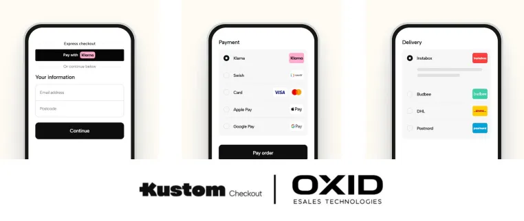 Bild: OXID eSales und Kustom (ehem. Klarna Checkout) schaffen gemeinsam breites Spektrum an Zahlungsmethoden