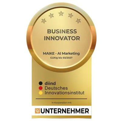 Bild: MAIKE – AI Marketing mit „Business Innovator“-Siegel von diind ausgezeichnet