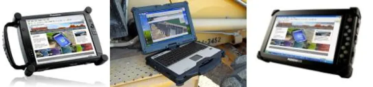 Bild: Solide portable Computer von ACME & Ruggedbooks von Samwell aus einer Hand