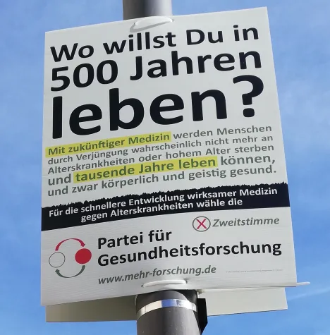 NRW-Landtagswahl: Menschen sollen tausende Jahre leben können Bild: NRW-Landtagswahl: Menschen sollen tausende Jahre leben können