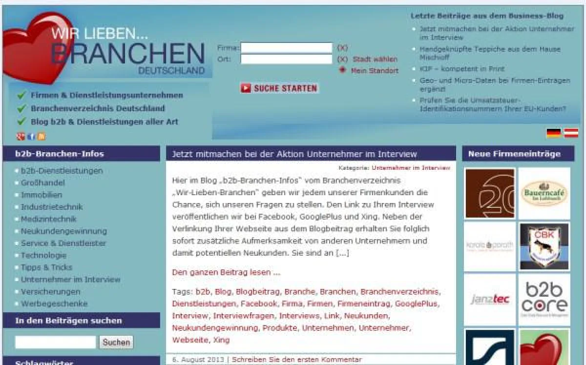 Auch die Suchmaske wurde überarbeitet und der Blog integriert