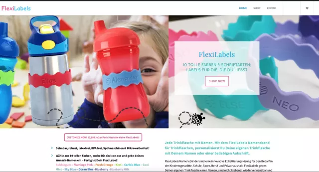Bild: FlexiLabels.de produziert personalisierte Namensbänder für Trinkflaschen.