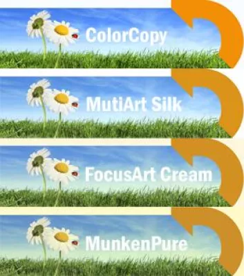 Bild: Farbwirkung auf digital bedruckten Papiersorten