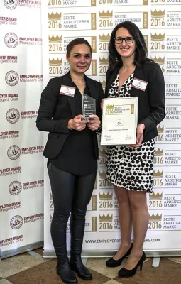 DR. DR. WAGNER GESUNDHEIT UND PFLEGE holte sich Platz 3 beim Employer Branding Award 2016 Bild: DR. DR. WAGNER GESUNDHEIT UND PFLEGE holte sich Platz 3 beim Employer Branding Award 2016