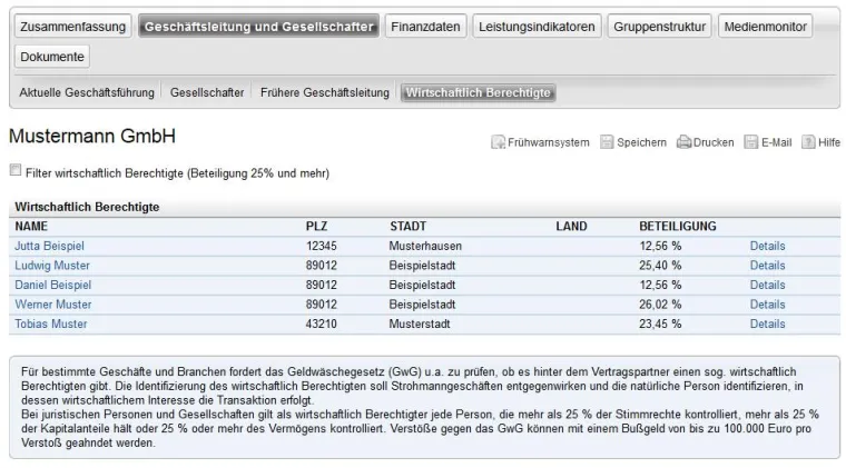 Ermittlung des wirtschaftlich Berechtigten mit Bonitätsprüfung inklusive Bild: Ermittlung des wirtschaftlich Berechtigten mit Bonitätsprüfung inklusive