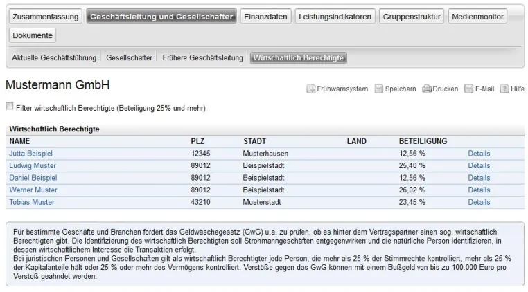 Bild: Ermittlung des wirtschaftlich Berechtigten mit Bonitätsprüfung inklusive