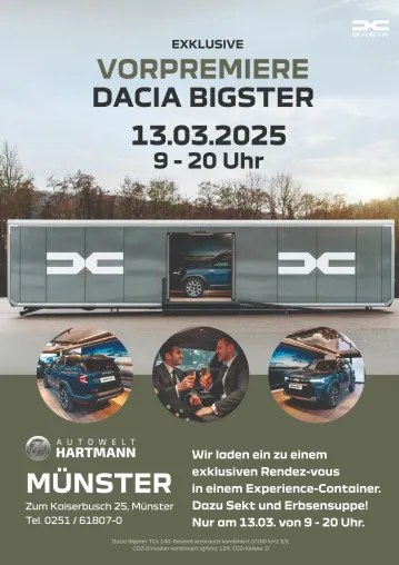 Dacia Bigster Vorpremiere in Münster und Rheine Bild: Dacia Bigster Vorpremiere in Münster und Rheine