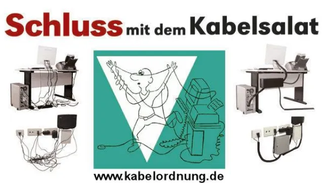 Bild: Kabelordnung am PC-Arbeitsplatz, Telefon und HiFi