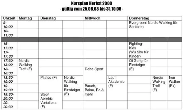 Neues Kursprogramm ab 25. August beim TV Weißendorf von Aerobic über Qi Gong bis Yoga Bild: Neues Kursprogramm ab 25. August beim TV Weißendorf von Aerobic über Qi Gong bis Yoga