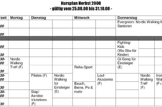 Bild: Neues Kursprogramm ab 25. August beim TV Weißendorf von Aerobic über Qi Gong bis Yoga
