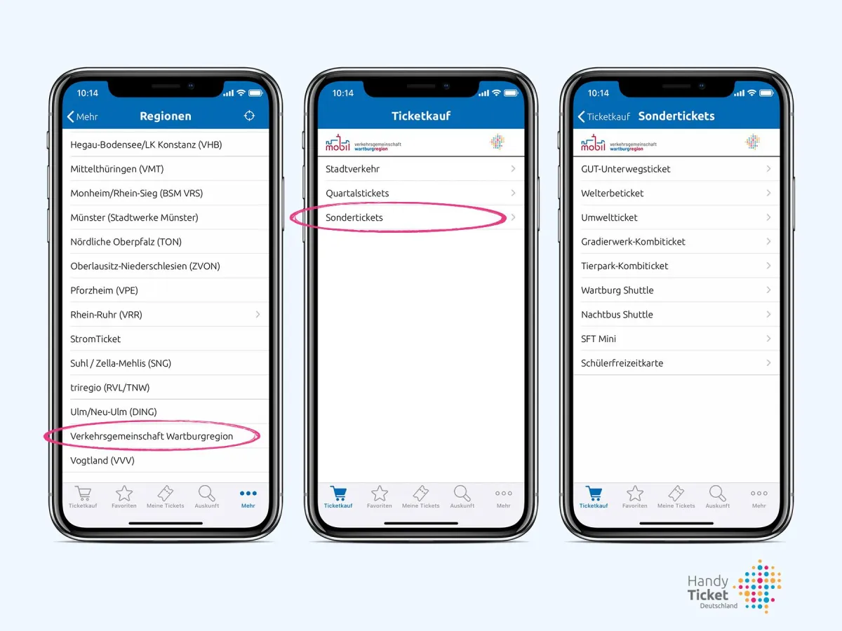 HandyTicket Deutschland ist ab sofort auch in der Wartburgregion buchbar. (Copyright HanseCom)