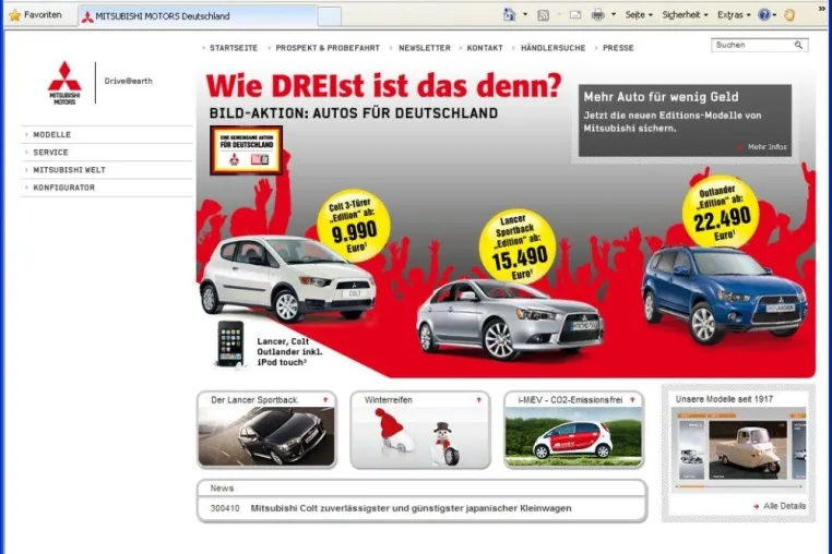Bild: MITSUBISHI MOTORS in Deutschland mit neuem Internetauftritt