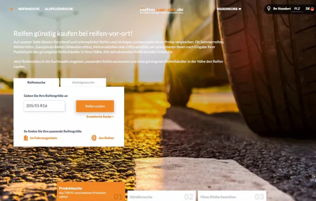 Bild: Plattform reifen-vor-ort.de kombiniert beim Reifenkauf Service und Preisvorteile