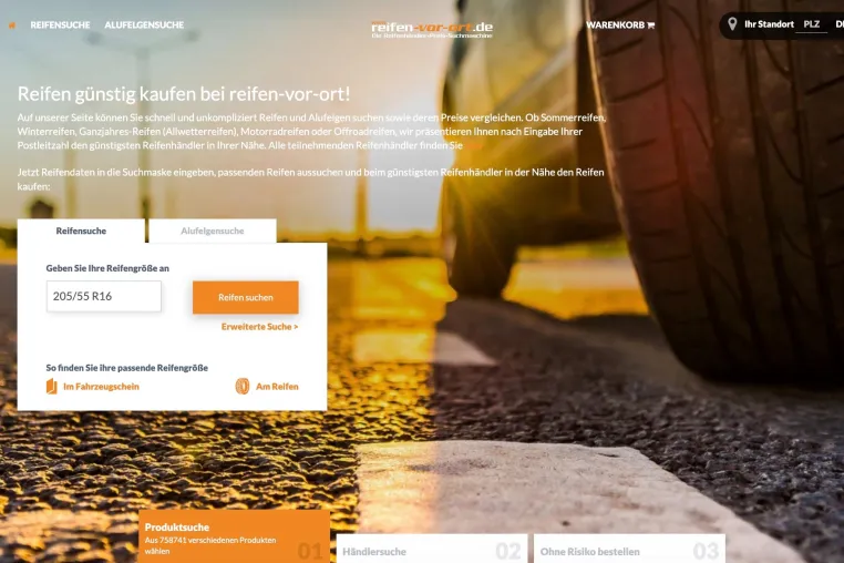 Bild: Plattform reifen-vor-ort.de kombiniert beim Reifenkauf Service und Preisvorteile