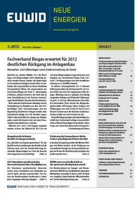 Bild: Fachverband Biogas erwartet für 2012 deutlichen Rückgang im Anlagenbau – EUWID Neue Energien 3/2012 erschienen