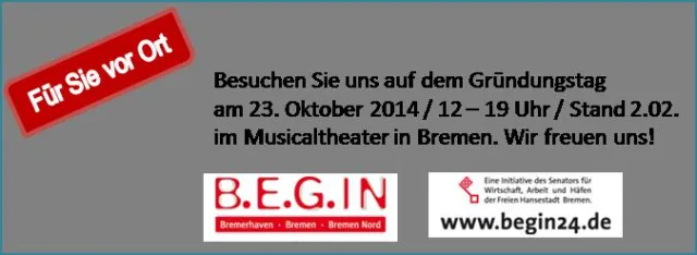 Bild: office online Pertl e.K. ist für Sie auf dem B.E.G.IN Gründungstag in Bremen vor Ort
