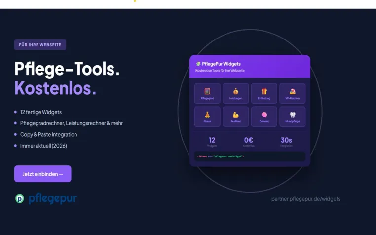 PflegePur stellt 12 kostenlose Pflege-Widgets für Webseiten bereit Bild: PflegePur stellt 12 kostenlose Pflege-Widgets für Webseiten bereit