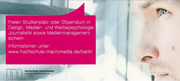 Design, Journalistik, Medienmanagement studieren? Hochschule Macromedia vergibt letzte freie Studienplätze Bild: Design, Journalistik, Medienmanagement studieren? Hochschule Macromedia vergibt letzte freie Studienplätze