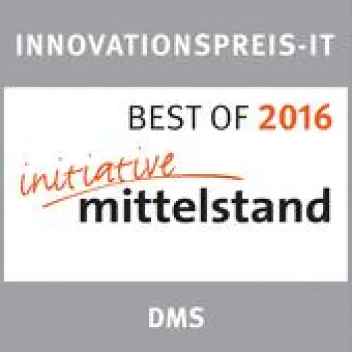 Bild: Auszeichnung des SGready®-Zertifikats als BEST OF 2016 INNOVATIONSPREIS-IT der Initiative Mittelstand