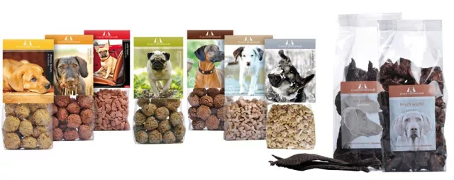 Bild: Neue Sorten im neuen Design. CHENY & FRIENDS Hundekuchen und Hundesnacks