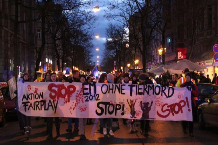 Bild: Protestwelle: Tausende demonstrierten am Samstag gegen Tötung von Straßentieren in der Ukraine für die EM 2012