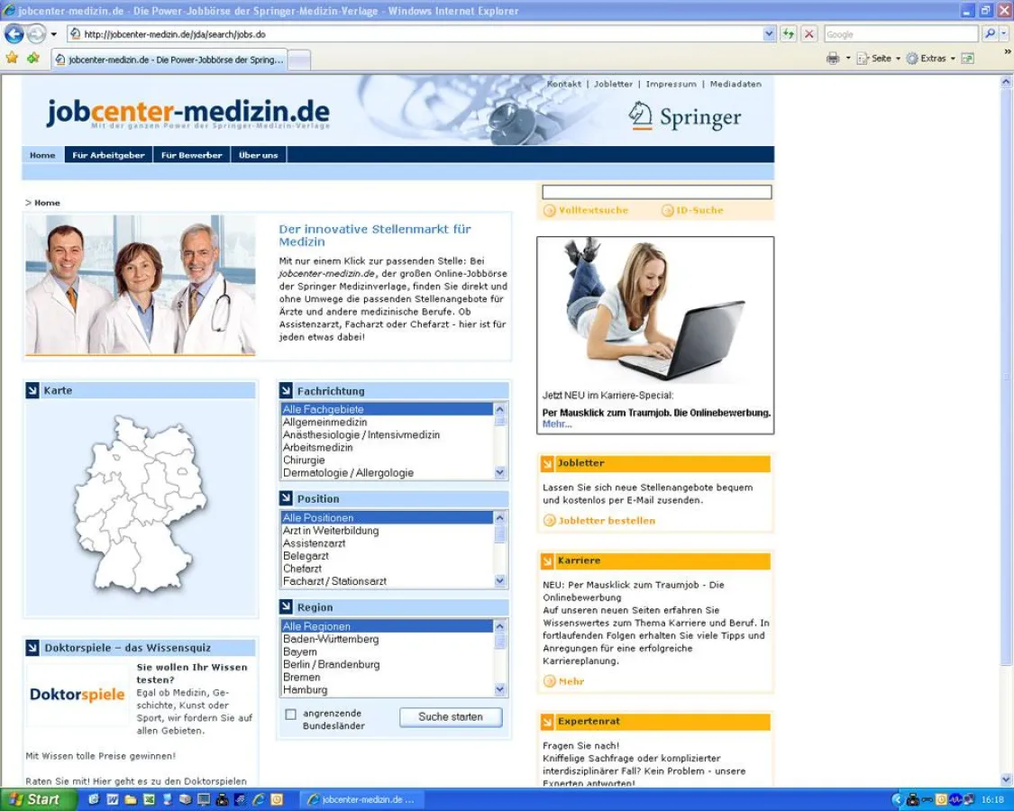 Startseite von jobcenter-medizin.de