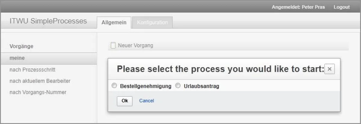 Generell kann ITWU Simple Processes alle Prozesse, die Genehmigungen und Reviews enthalten, abbilden