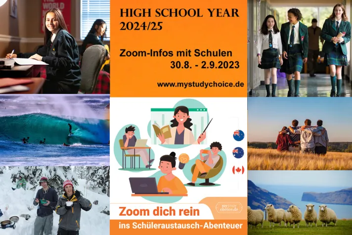 Bild: Auslandsschuljahr 2024/25: Auch 3 Monate möglich – Zoom-Infos vom 30.8.-2.9. mit Schulen aus dem Ausland